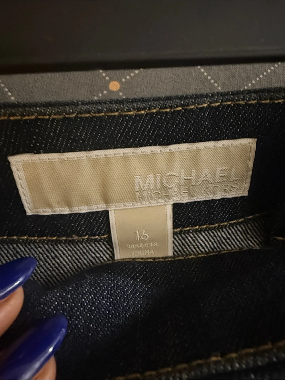 MICHAEL Michael Kors Dark Blue Denim Mini Skirt with Gold Buttons
